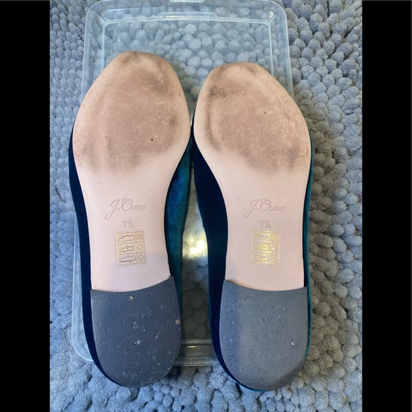 J. CREW Teal Blue Velvet Convertible Flats - Picture 5 of 6